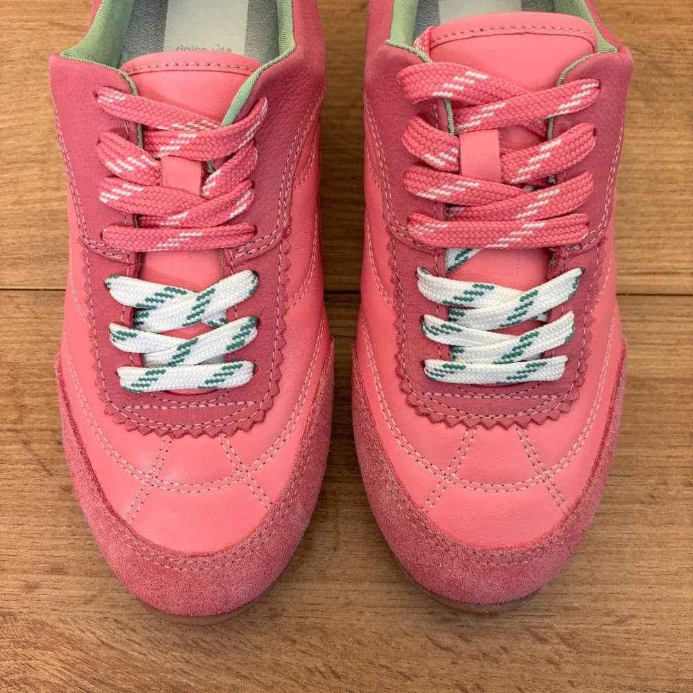 DOLCE VITA Laini Sneakers Pink Women Size 7.5 Suede Low Top Multicolor Laces